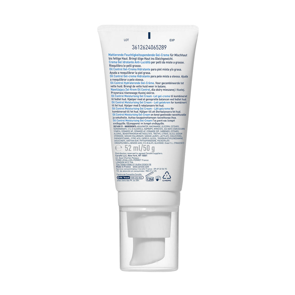 Cerave gel creme hydratant oil control peaux mixtes a grasses 52 ml