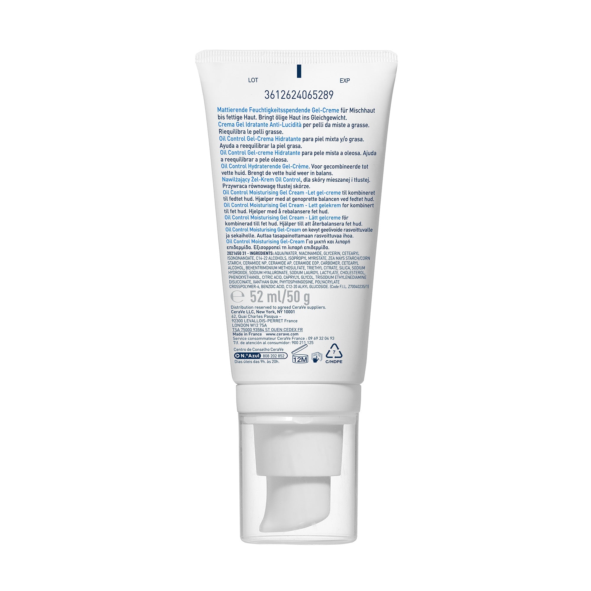 Cerave gel creme hydratant oil control peaux mixtes a grasses 52 ml