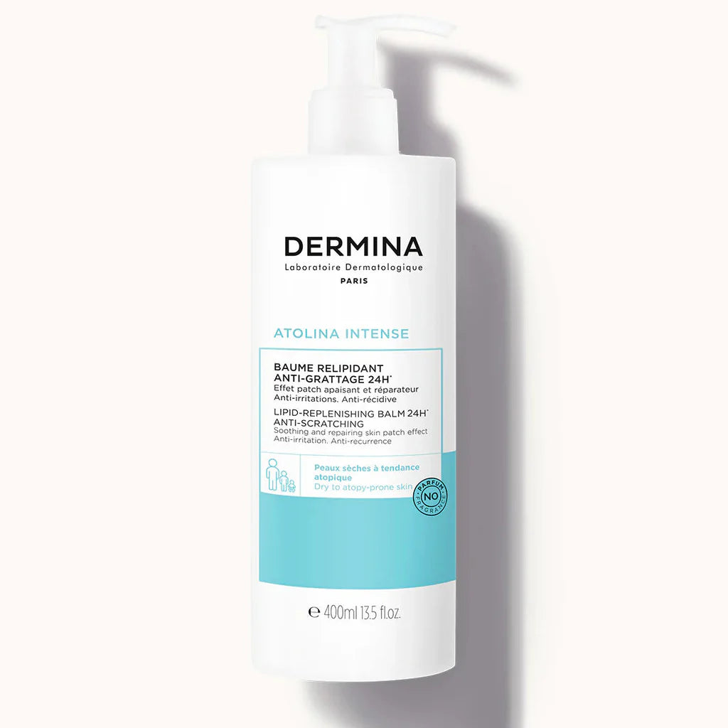 DERMINA Atolina Intense Baume Relipidant 400ml Soin Corps Hydratant Réparateur Peaux Atopiques