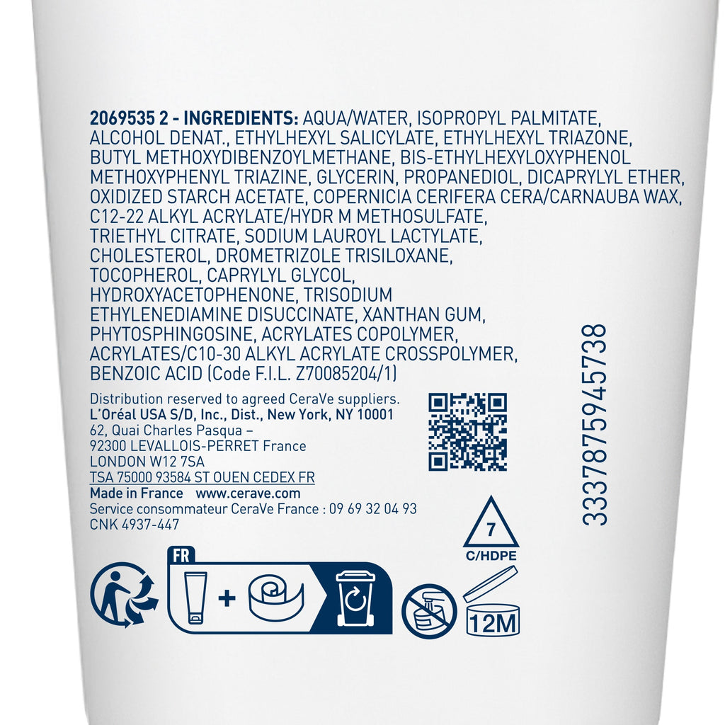 Cerave Lait Solaire Invisible Hydratant SPF50+ | Peau Normale à Sèche |Peau sensible | 75ml
