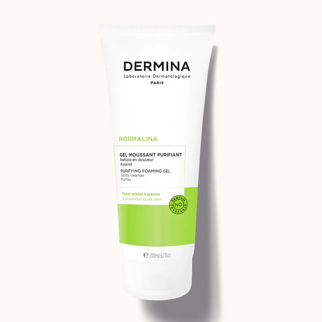 DERMINA Gel Moussant Purifiant 200ml Nettoyant Visage Peaux Mixtes Grasses Anti-Imperfections