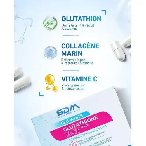 SDM Boost Glu White Glutathione 60 Gélules Complément Alimentaire Éclat Antioxydant