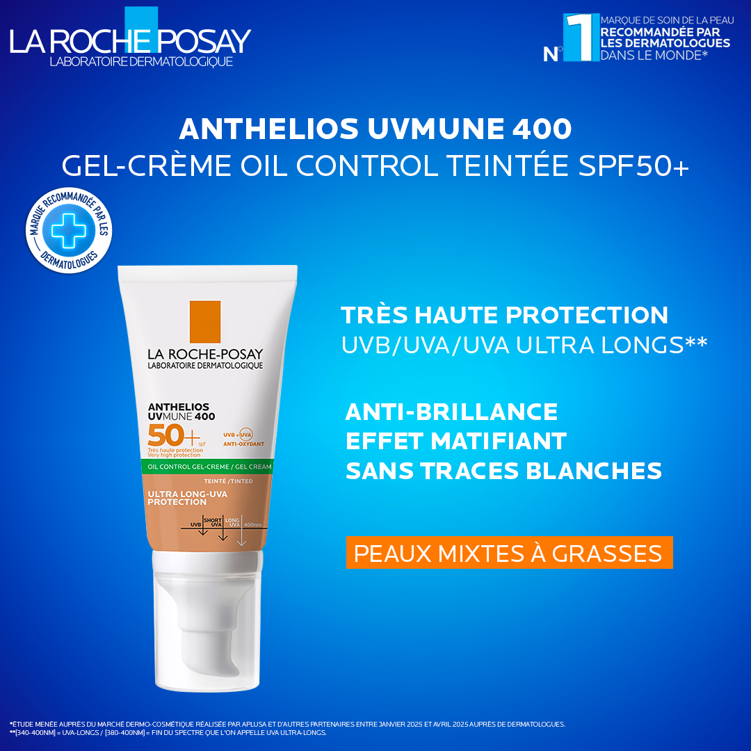 La roche posay anthelios teinte uvmune 400 gel creme oil control spf 50 = Eau thermale 50 ml Offerte