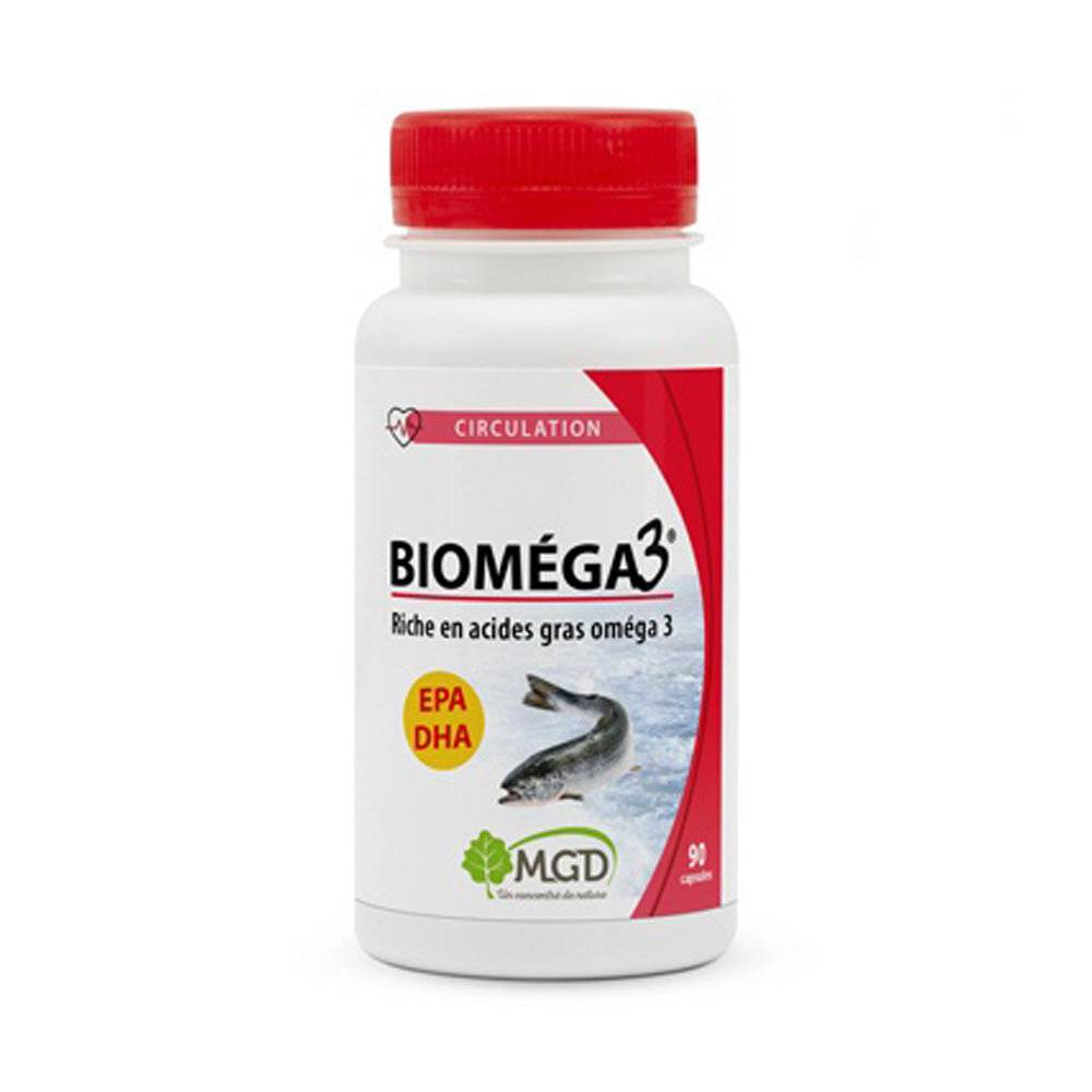 MGD BIO Oméga 3 90 Capsules EPA DHA Huile Poisson Cardiovasculaire Cerveau Vision Cure 90 Jours