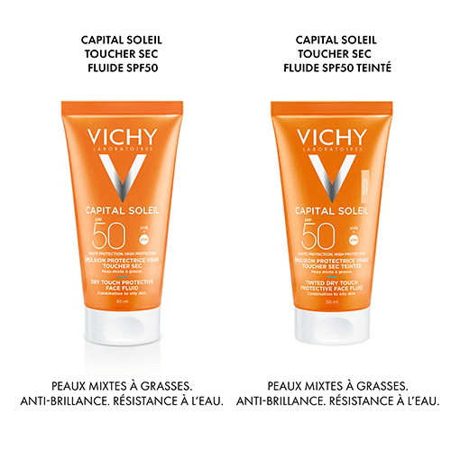 Vichy Capital Soleil Émulsion Toucher Sec SPF50 Peau Sens Mixte à Gras = Après Soleil 100 ml OFFERT