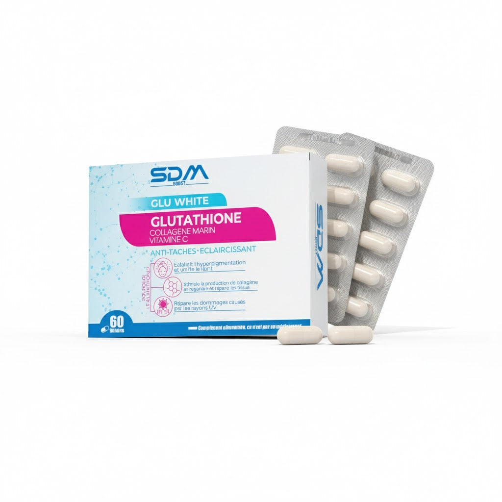 SDM Boost Glu White Glutathione 60 Gélules Complément Alimentaire Éclat Antioxydant