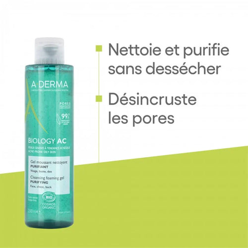ADERMA BIOLOGY AC Gel Moussant Nettoyant Purifiant 200ml